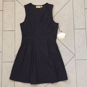 Vera Wang Princess black floral embroidered dress